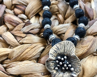 Calla Lily Lava Rock necklace