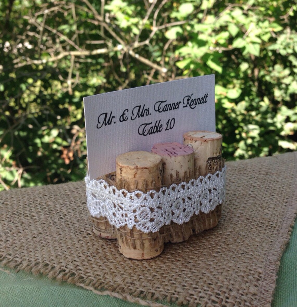 Wine Cork and Burlap Table Number Holders Etsy