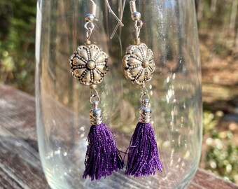 Purple Silk Tassel earrings