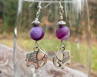 Purple Elephant earrings