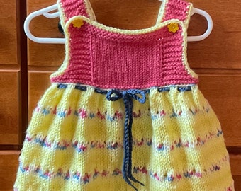 Sale! Pretty Baby Girl Party Jumper Dress, Yellow & Rosy Pink, Adjustable, 6-9m+