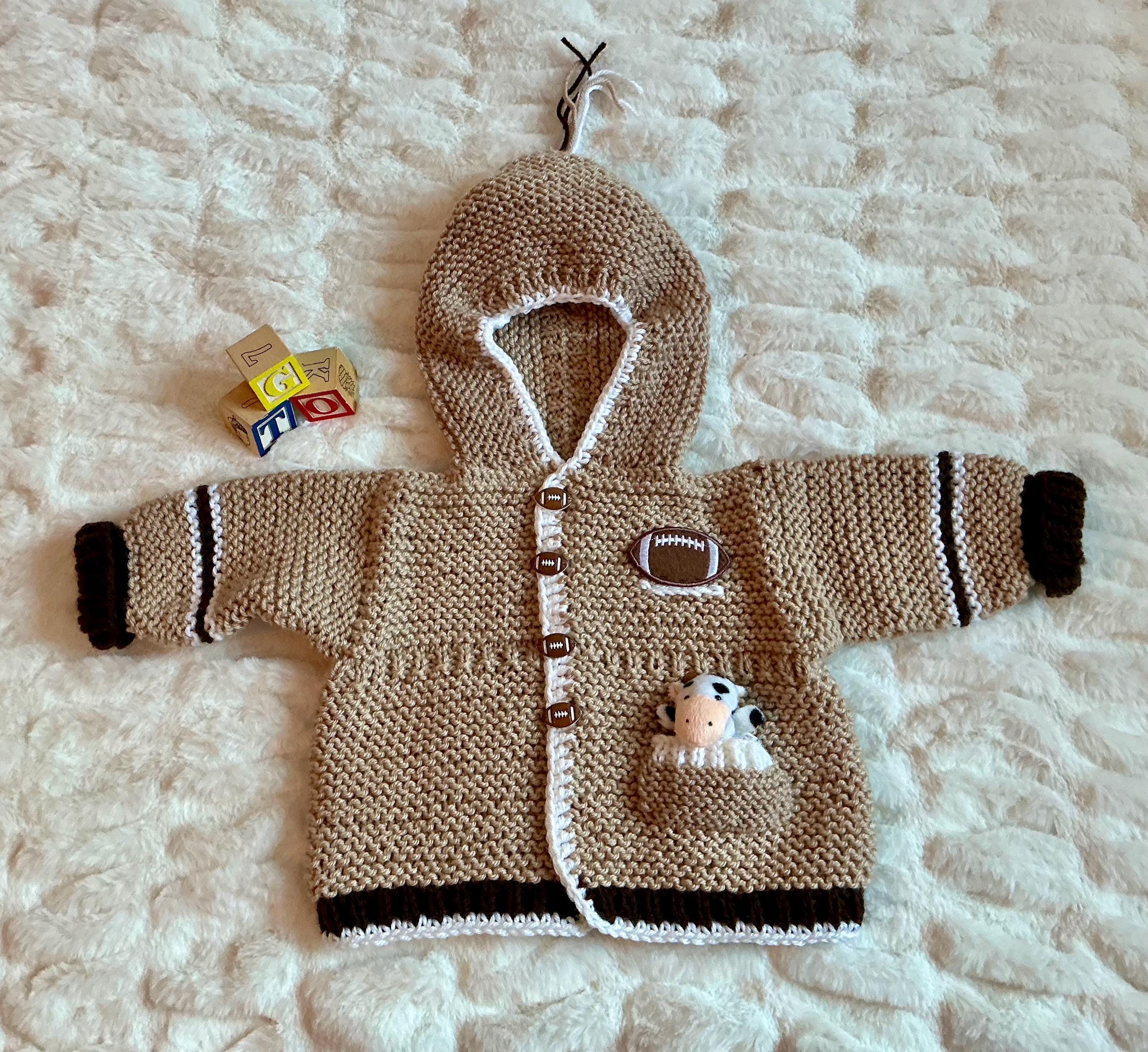 Knitted Baby Football Hoodie with Finger Puppet, 3-6m