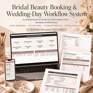 Bridal Makeup Artist Business Bundle: Booking, Timeline, Client Forms and Excel Templates