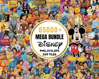 Über 65.000 Dateien im Mega-Bundle: SVG, PNG, Prinzessinnen, Mickey Mouse, Sublimationsdateien, Cartoon-Bundle, digitaler Download