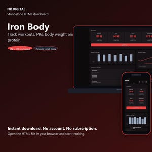 Workout Tracker Dashboard | Fitness Planner PR Log Template EN DE