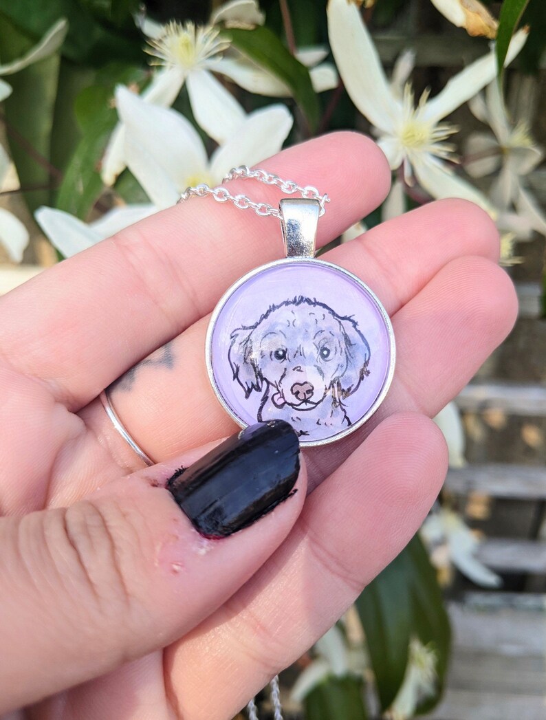 Custom Pet Portrait Necklace Cat Dog Caricature Pendant Cameo Jewellery Custom Necklace Cat Necklace Dog Necklace image 5