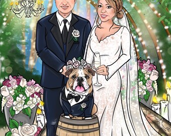 Digital Wedding Day Portrait - Anniversary - Couples portrait - Caricature - Bespoke portrait - Couples illustration - Wedding Gift - Love
