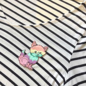 Rainbow Cat Patch Patches Rainbow Accessories Iron on patch Rainbow Cat Cat Accessories Cute Cat Patch Embroidered image 6