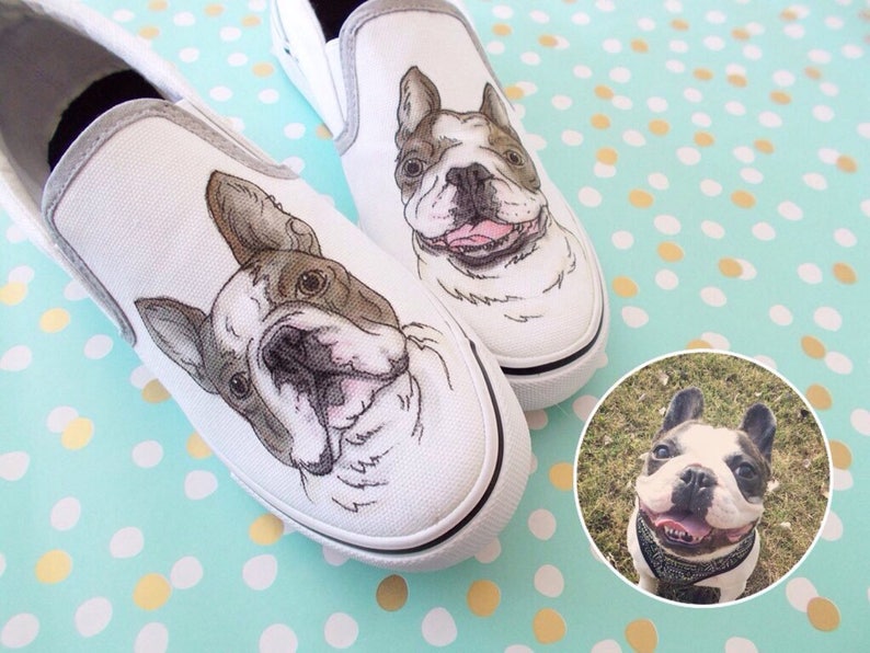 Pet Portrait Custom Sneakers Bespoke Design OOAK Trainers Cats Dogs Caricature Pets animals shoeart image 3