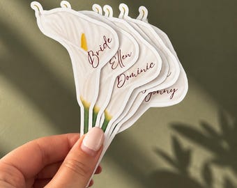 Segnaposto per matrimonio con calle / Segnaposto floreali personalizzati