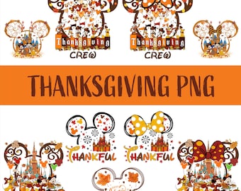 Disney Thanksgiving PNG-Bundle, Disney Mickey und Minnie Familie Thanksgiving PNG, Herbstliche Disney-Cliparts, Thanksgiving-Cliparts