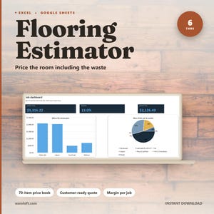Flooring Estimate Template | Per Square Foot Price Book with Customer Quote | Excel & Google Sheets