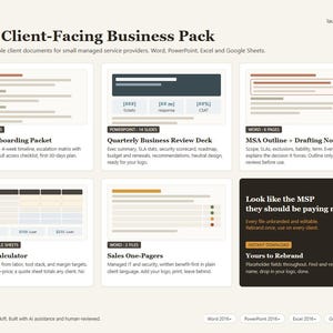MSP Client Pack | Onboarding Packet, QBR Deck, Contract Outline, Pricing Calculator | Managed IT Service Templates Word Excel image 1