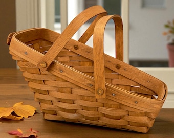Vintage Longaberger Handwoven Basket | 1989 Signed Farmhouse Decor