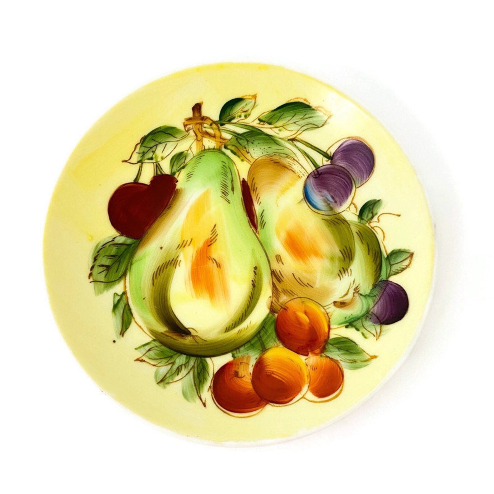 Fruit Wall Plates Set 2 Spanish Hand Painted Summer Bright Etsy