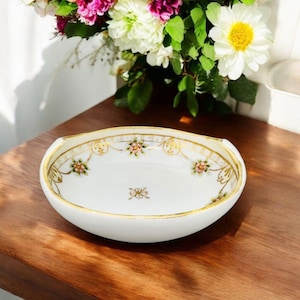 Antique Morimura Nippon Hand-Painted Floral Porcelain Serving Dish Gold Trim