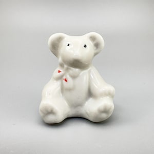 Vintage 1950’s Teddy Bear Miniature Figurine Japan Grey Porcelain Hand Painted