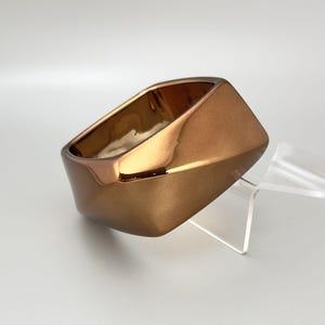 Vintage Geometric Square Bangle Bracelet Copper Metallic Acrylic Wide Chunky