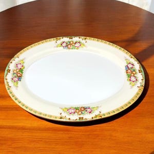 Vintage DIAMOND Japan 11 inch Oval Serving Platter Hand Painted Flowers DIA4 Pattern