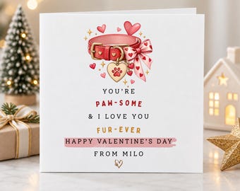 Gepersonaliseerde Valentijnskaart voor honden, van je huisdier, schattige Valentijnskaart voor hondenliefhebbers, Valentijnskaart op maat voor hondenmama's en -papa's, geweldig voor altijd!