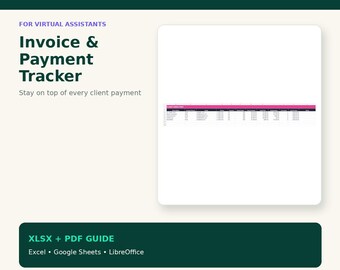 Hoja de cálculo para el seguimiento de facturas de asistentes virtuales: Panel de control de pagos de clientes