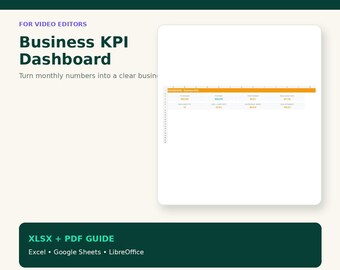 Panel de control de KPI para editores de vídeo: Hoja de cálculo de ingresos y beneficios mensuales