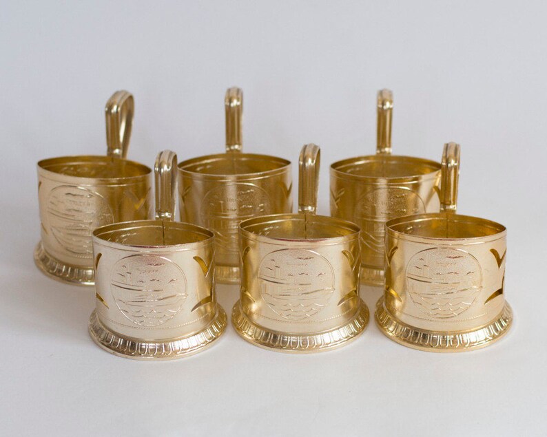 Vintage Tea Glass Holders Set of 6 Tea Cup Holders Russian Etsy