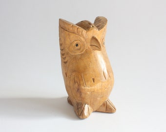 Wooden Owl Hand Carved Wood Home Decor Sculpture, Cottage chic, Farmhouse, Home Decor