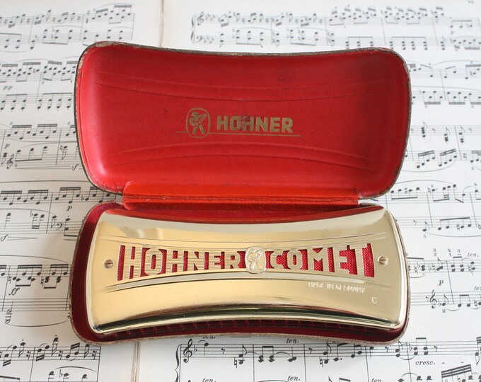 Harmonica Hohner Comet With Original Box, Vintage Double Sided Mouth