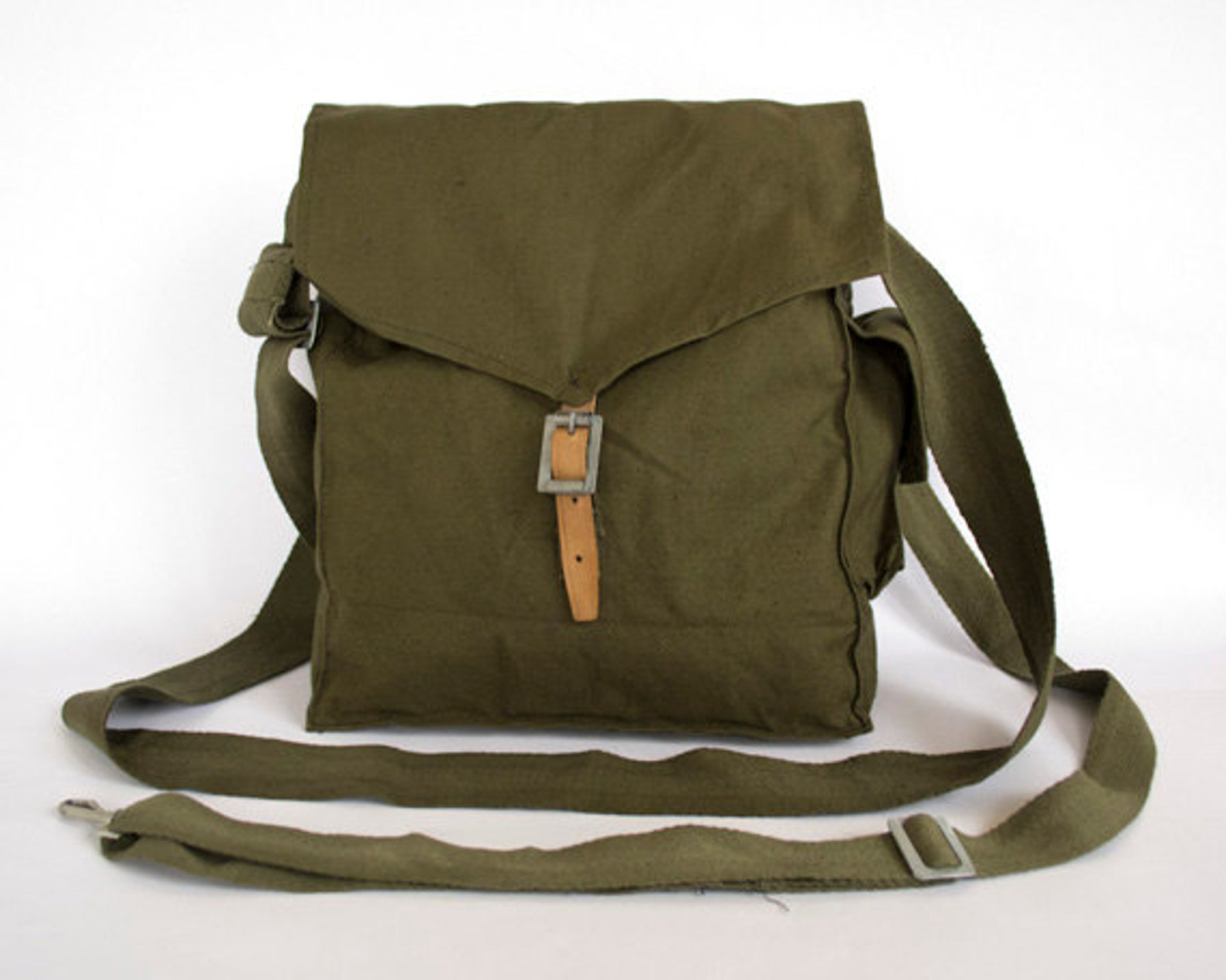Vintage Military Bag 1960's Green Cotton Canvas Messenger | Etsy