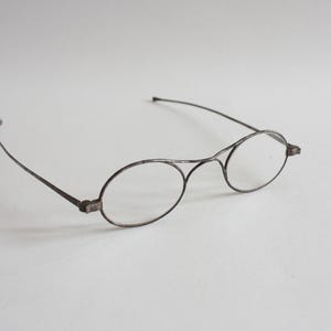 Antique Eyeglasses,  Old Straight Temple Oval Glasses, Vintage Spectacles with Case, Collectible Eyeglasses Lathe 1800s