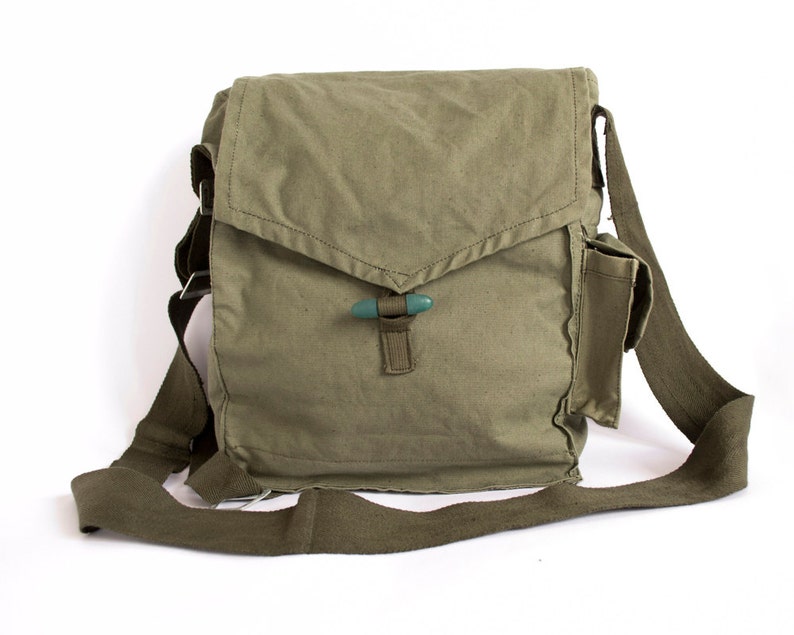 Army Bag 1970's Green Cotton Canvas Messenger Bag Etsy