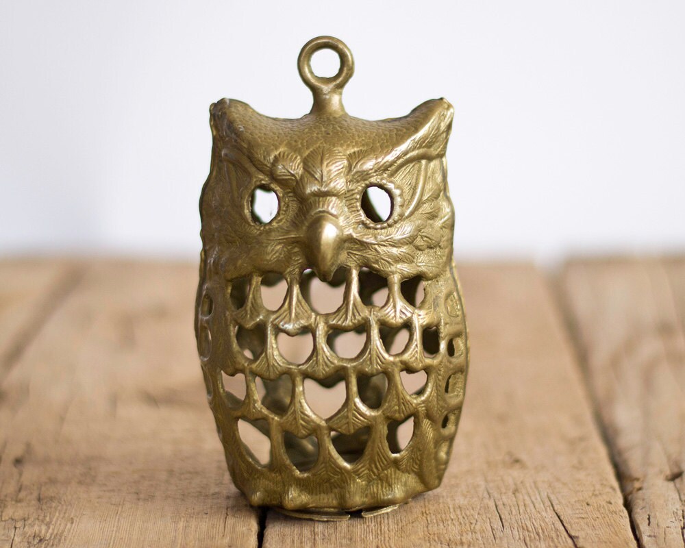 Vintage Brass Owl Candleholder Solid Brass owl Hanging Candle Etsy