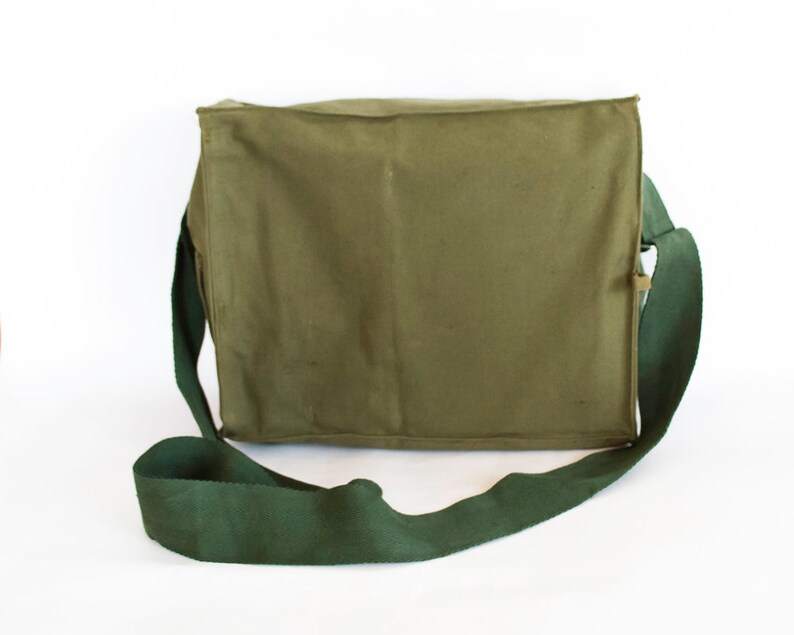 Vintage Military Bag 1980's Green Cotton Canvas Messenger | Etsy