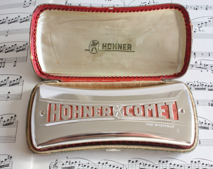 Harmonica Hohner Comet With Original Box, Vintage Double Sided Mouth