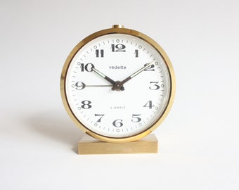 Reloj despertador Vedette, reloj francés vintage, reloj despertador de cuerda, reloj francés antiguo de trabajo de los años 70