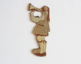Greek Bottle Opener, Vintage Brass Enamelled Bottle Opener, Greek Beer Opener, Collectible Bottle Opener
