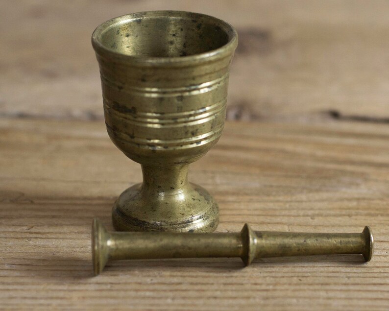 Vintage Small Brass Pharmacy Mortar and Pestle Cast Brass Etsy