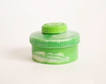 Unused Vintage Inkwell, Green and White Bakelite Inkwell 1960's, Traveling Inkwell with Communist Simbol