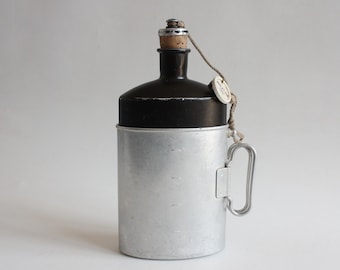 Swiss Army Aluminum Water Bottle Canteen and Cup, Military Flask 1980's
