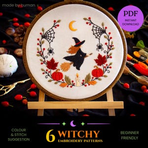 Halloween Heksen Borduurwerk | 6 patronen | Digitale download