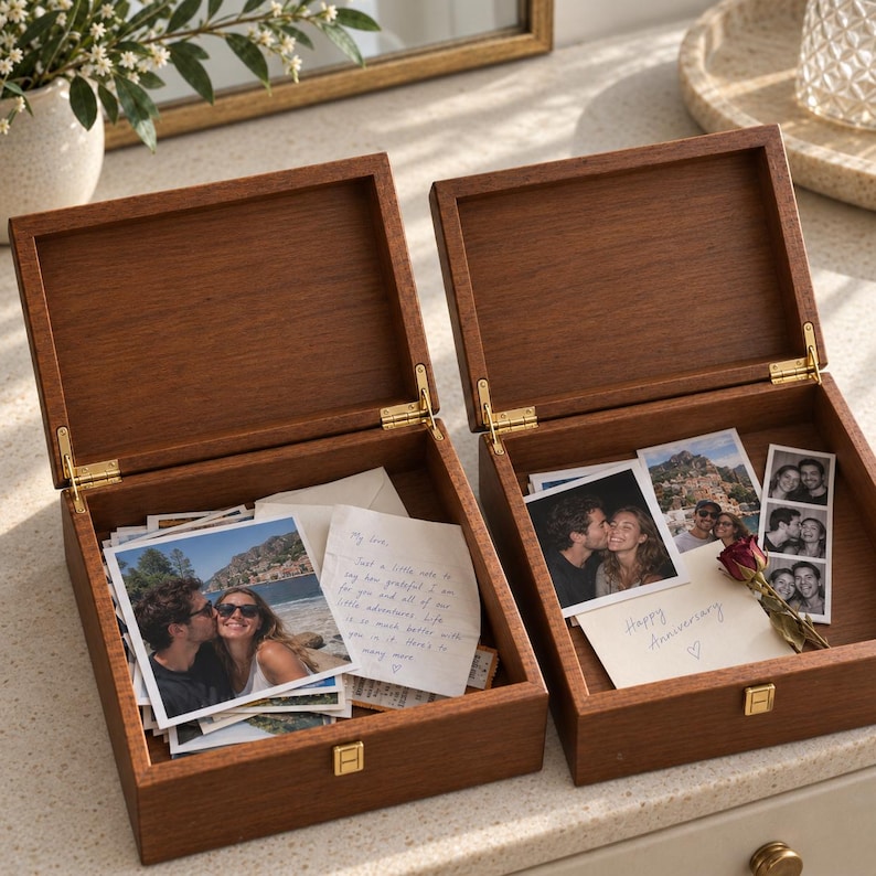 Personalized Walnut Keepsake Box, Floral Engraving, Custom Name Memory ...