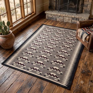 Alfombra Navajo de lana tejida a mano de 9x12 con diseño del suroeste, ideal para la decoración de oficinas o granjas, estilo indio americano, alfombra mexicana para inauguración de casa. Envío gratis.