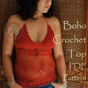 Boho Crochet Top Pattern | Crochet Top | Crochet Tutorial Row by Row | Halter Top Pattern |  Crochet Pattern | Summer Crochet | PDF Cochet