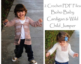 Easy Crochet Patterns Cardigan & Jumper ages 1-5 | Crochet Cardigan | Crochet Sweater | Crochet Patterns | Crochet | Pattern | Crochet PDF