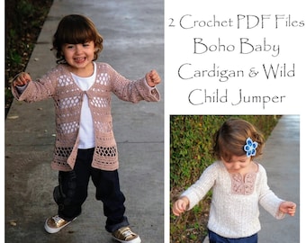 Easy Crochet Patterns Cardigan & Jumper ages 1-5 | Crochet Cardigan | Crochet Sweater | Crochet Patterns | Crochet | Pattern | Crochet PDF