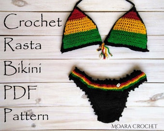 Crochet Rasta Bikini | Crochet Bikini PDF with HIDDEN ELASTIC | Bikini Pattern | Reggae Bikini | Crochet Bikini | Crochet Pattern | Crochet