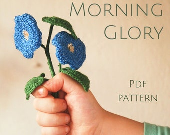 Crochet Morning Glory Flower Pattern - Step by step crochet flower and Leaf pattern with written | photo tutorial.