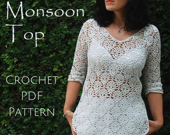 Monsoon Crochet Top | Crochet Pattern | Crochet Sweater | Crochet Top Pattern | Crochet Tunic Pdf | Crochet Boho tunic | Crochet Top PDF