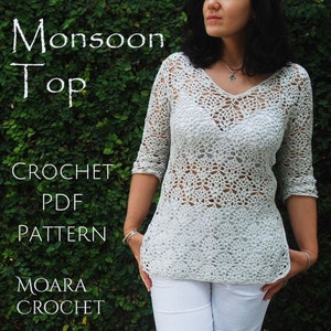 Monsoon Crochet Top | Crochet Pattern | Crochet Sweater | Crochet Top Pattern | Crochet Tunic Pdf | Crochet Boho tunic | Crochet Top PDF